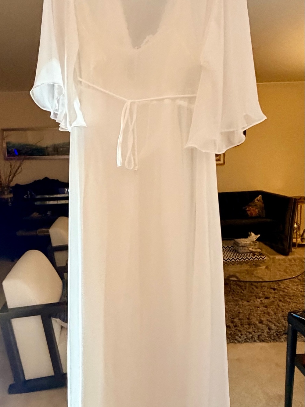 Ivory Lace-Trim Long Chemise Nightgown  and Robe XL - Picture 8 of 9